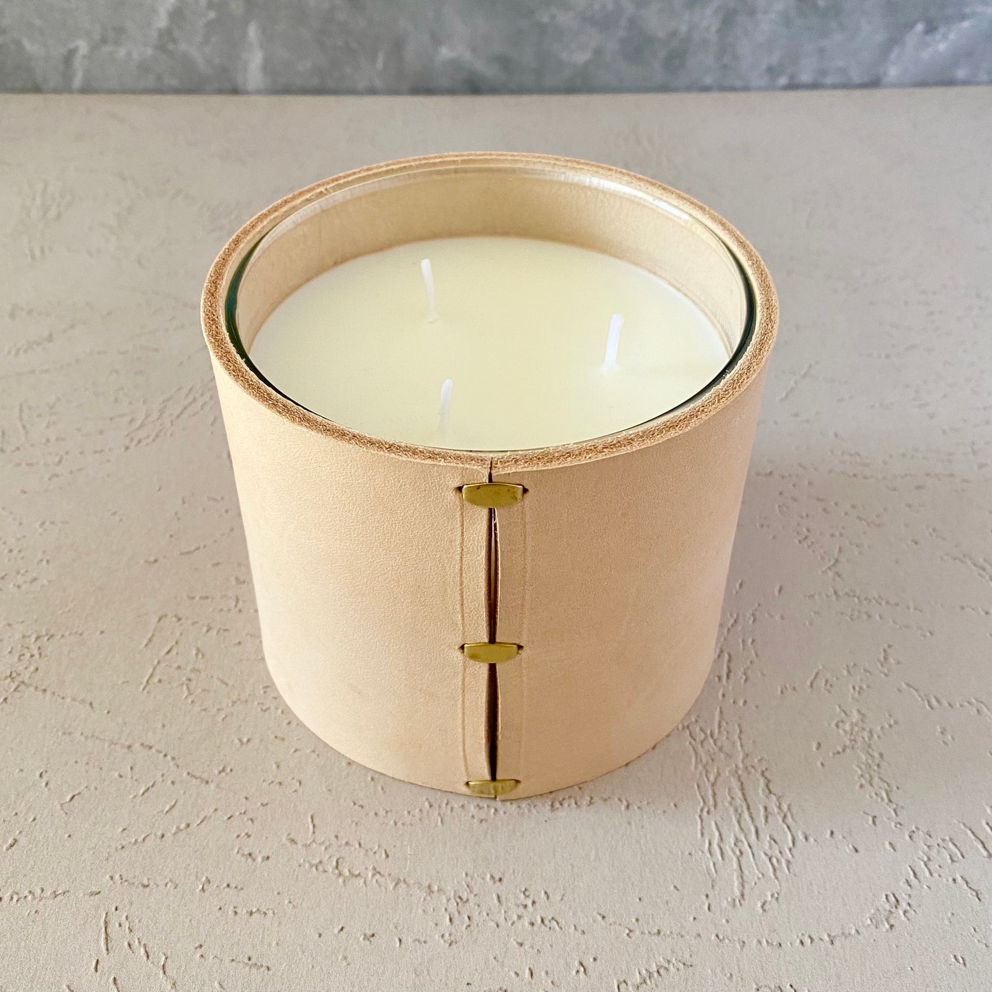 Leather Candle Holder - Mid Mod 3 Wick